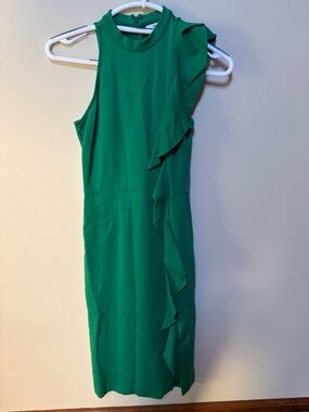 Bar III Emerald Green Sleeveless Ruffle Midi Dress